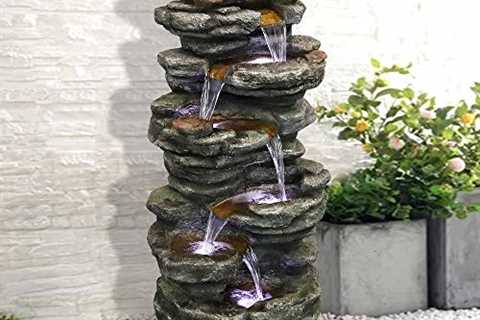 6 Tier Water Fountain Cascading Waterfall With LED Lights