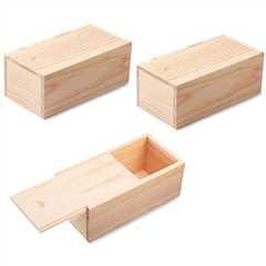 3 Pcs Unfinished Wood Storage Box with Slide Lid, Hollow Rectangle Natural Wood Box Container for..