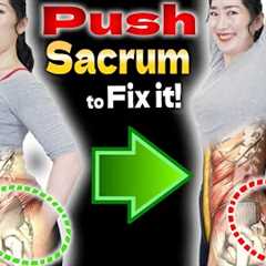 Push Sacrum and Raise your Arms 5 times a day for 2 weeks, then Bulging Belly Fat will be Removed