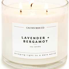 Calyan Lavender & Bergamot Scented Candle | 3 Wick, Non-Toxic, 43 Hour Burn, Gift Jar