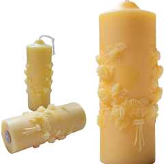Gleaming Candles: Vintage English Garland Architecture Candle, Soy Wax Pillar, 100gm