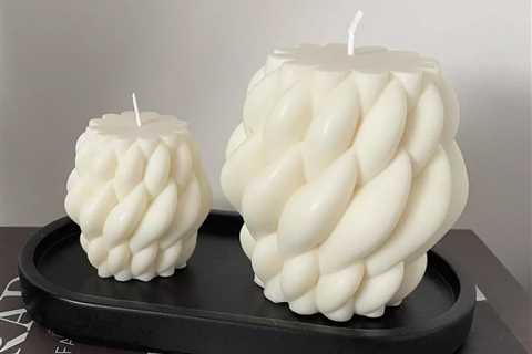 Rope Knot Pillar Candles - Geometric Soy Wax Set of 2 for Elegant Home Decor